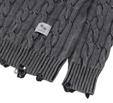 MABEL R-NECK DAMAGE CABLE KNIT UNISEX (2COLOR)