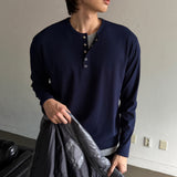 LMN Settle 5 Button Layered Ribbed Long Sleeve Tee (4 colors)