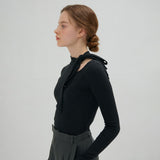 リボンカットアウトTシャツ BLACK