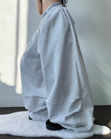 FLEECE❤TWO PINTUCK PARACHUTE LONG PANTS 🖤🤍🩶3COLOR