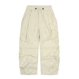 XP291 File Side Shirring Wide Cotton Pants (CREAM)