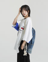 カラーブロックラグランオーバーTシャツ