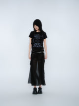 SILHOUETTE RUFFLE MAXI SKIRT [BLACK]