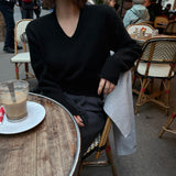 Shaming V-neck knit/4 colors