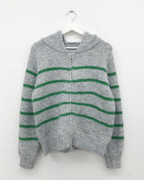 Saint Stripe Knit Hooded Zip-Up (2Colors)