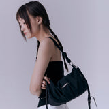 シャーリングナイロンショルダーバッグ (BLACK)