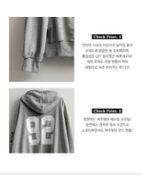 Moco Number Patch Embroidery Overfit Two Way Hooded Zip-Up