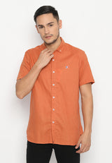 MON AKITA - Aki Men Short Sleeve Shirt Orange
