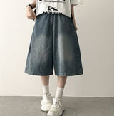 Mews Waistbanding Vintage Washed Side Pintuck Denim Bermuda Shorts