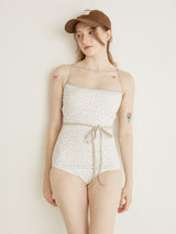 FLOWER STRING RIBBON MONOKINI - IVORY