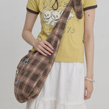 Star Check Applique Shoulder Bag