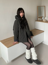 Rumber Check Color Matching Overfit Hood Padding Jumper