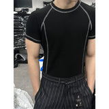 [MUSCLE FIT] ステッチワッフルハーフTシャツ(3color)