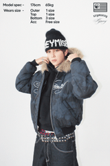 Cropped Fur Hood MA-1 Jacket (Camo)