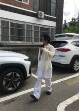 プリーツレイヤードスカートパンツ