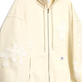 WHITE CROSS ZIP HOODIE