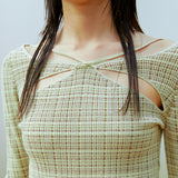 Hole Strap Knit Top (GREEN)