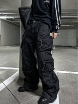 multi pocket cargo denim pants