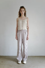 Linen rayon jacquard pants, Grey