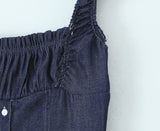 Deep denim bustier A-line mini dress