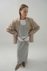 Glossy Wide Jacket_Beige