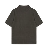 バックジッパーリンクルT　ブラウン