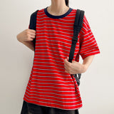 エクカラーブロックストライプ半袖Tシャツ (5 colors) H&L