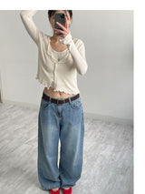 Frill V-Neck Sleeveless Cardigan