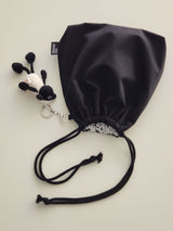 terazzo string pouch bag - black