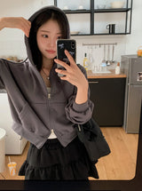Everyday 2WAY Crop Loose Hood Zip-up (9color)