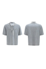 Silver Tie Print Short Sleeve Tee
