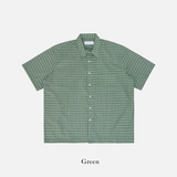 Dard pore check short-sleeved shirt
