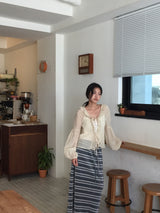 Clear chiffon ethnic blouse (2color)