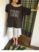 Monog off-shoulder T-shirt (2color)