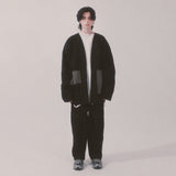 ストライプパッチデニムカーディガン_ブラック