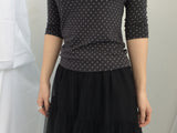 Lace V-Shirring Dot Top