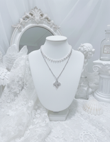 [NMIXX ジウ Necklace] ルナ ブロッサム レイヤード ネックレス - Silver color