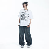 ウォッシュド クロップ レタリング ショート スリーブ - WHITE