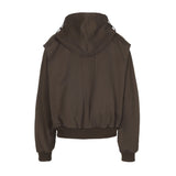 LAYERED STRING HOODIE ZIP-UP [BROWN]