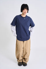 Waffle damage layered long sleeve