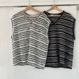 Net see-through dangara v neck knit vest 2C