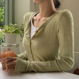 [BELLIDE MADE] Round Rib Slim Fit Cardigan