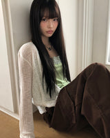 Meirin Lace V-Neck Sheer Cardigan
