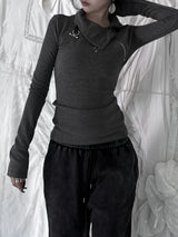 high neck zipper polar T (2color)