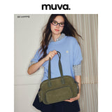 muva. Niche Multi‑Pocket Bowling Bag, Large‑Capacity Cowhide‑Velvet Zipper Shoulder Tote for School, New Arrival Sep 3