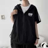 Coming track short-sleeved hooded zip-up (3 colors) H&L