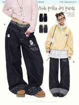 BETWEENAND「Hokkaido Snow」Winter Penguin Embroidery – Original Autumn/Winter Design, Slimming Effect, Thickened Denim Jeans