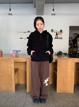 Kistilo Check Half Zip-Up Fleece Hoodie
