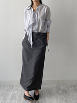 Ruffle Tencel See-through Blouse