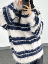 コージーヘアリーラインニット